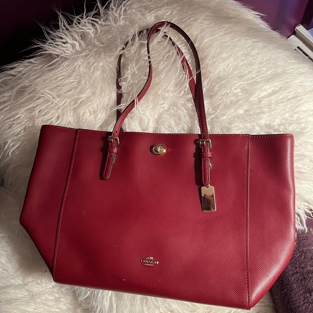 Coach Burgundy Leather Tote